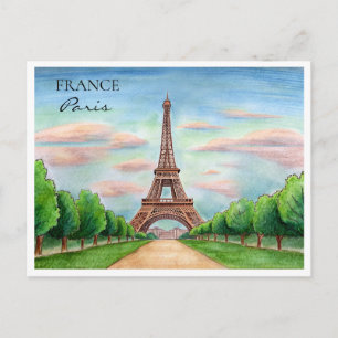 Frankreich Eiffelturm Aquarell-Postkarte Feiertagspostkarte