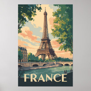 Frankreich Eiffelturm Reise Kunst Vintage Poster