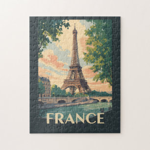 Frankreich Eiffelturm Reise Kunst Vintage Puzzle