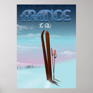 Frankreich 'Eis' Skisport Urlaubsplakat Poster