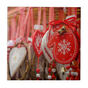 Frankreich, Elsass, Colmar. Weihnachtsmarkt Fliese