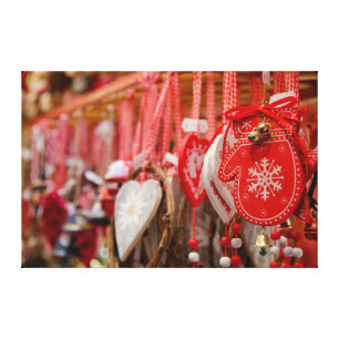 Frankreich, Elsass, Colmar. Weihnachtsmarkt Leinwanddruck