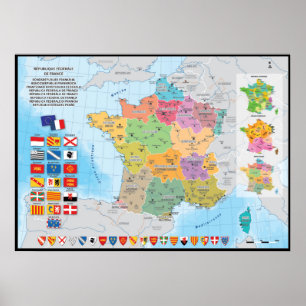 Frankreich Federal, zukunftsorientierte Landkarte Poster