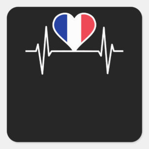 Frankreich - Flag Heartbeat Quadratischer Aufkleber