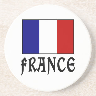 Frankreich Flag & Word Black Untersetzer