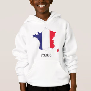 Frankreich Flagge auf Karte Souvenir Design Hoodie