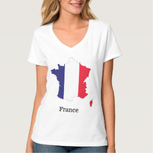 Frankreich Flagge auf Karte Souvenir Design T-Shirt
