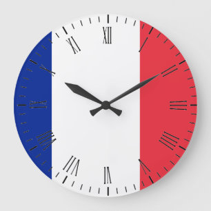 Frankreich-Flagge Große Wanduhr