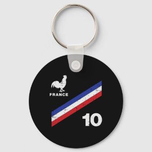 Frankreich-Flagge Hahn Nummer 10 Fußballfan Männer Schlüsselanhänger