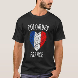 Frankreich-Flagge Herz Colombes Stadt T-Shirt