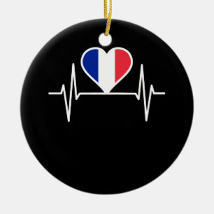 Frankreich-Flagge Herzschlag Keramik Ornament