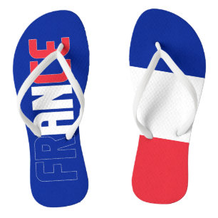 Frankreich Flagge Inschrift Rot Blau Weiß Zwei Far Flip Flops