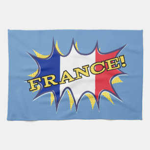 Frankreich Flagge Kapow Comic Style Star Küchentuch