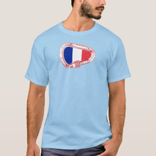Frankreich-Flagge-Kletterkarabiner T-Shirt