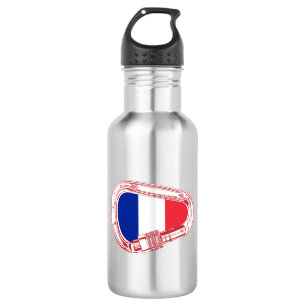 Frankreich Flagge Klettersteiger Carabiner Edelstahlflasche