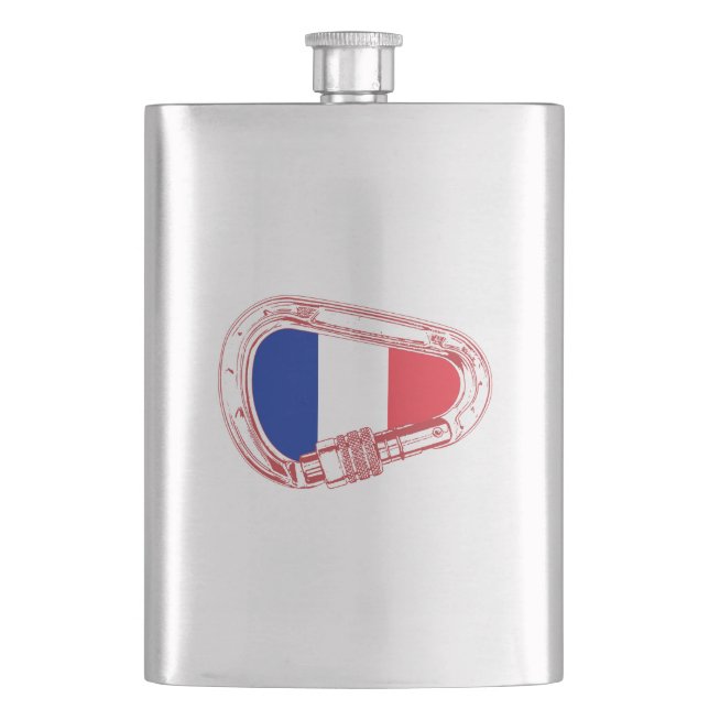 Frankreich Flagge Klettersteiger Carabiner Flachmann (Vorderseite)