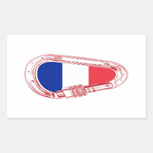 Frankreich Flagge Klettersteiger Carabiner Rechteckiger Aufkleber