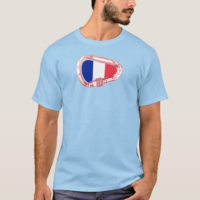 Frankreich Flagge Klettersteiger Carabiner T-Shirt (Vorderseite)