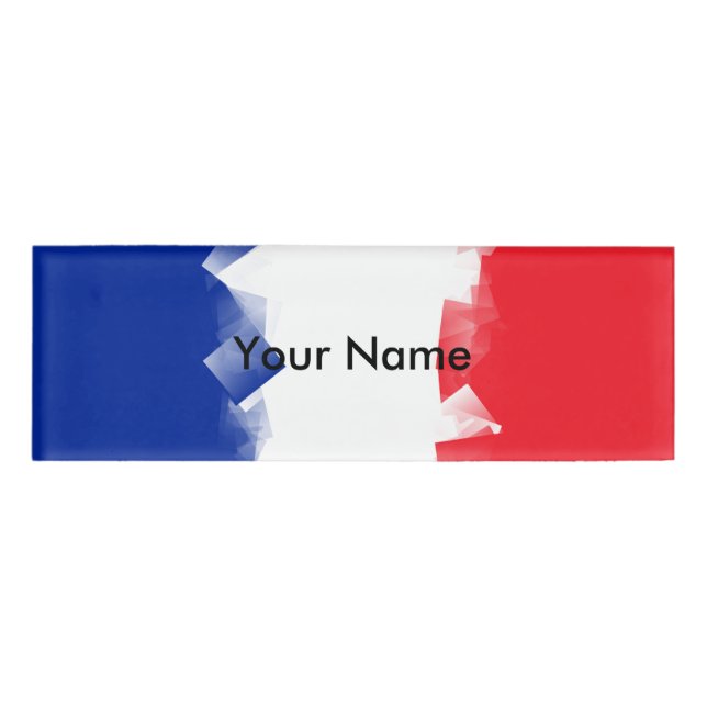 Frankreich-Flagge Kubik Namenschild (Vorderseite)