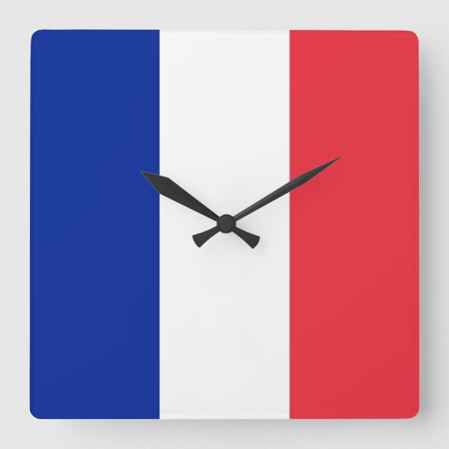 Frankreich-Flagge Quadratische Wanduhr (Vorderseite)