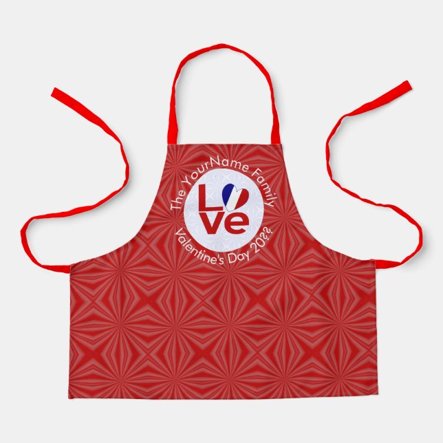 Frankreich Flagge Rote LIEBE Personalisierte Kid's Schürze (Vorderseite)