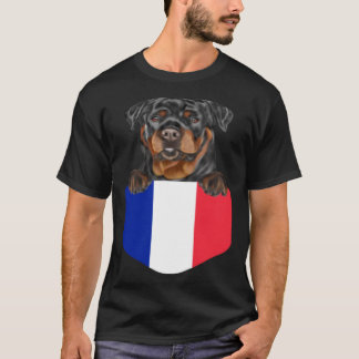 Frankreich Flagge Rottweiler Hund in Pocket T-Shirt