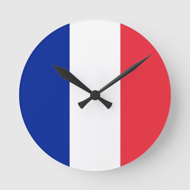 Frankreich-Flagge Runde Wanduhr (Vorderseite)