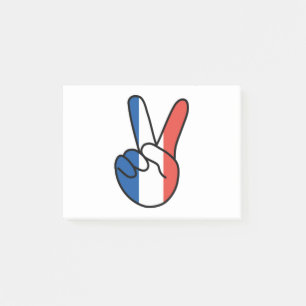 Frankreich-Flagge V-Zeichen Post-it Klebezettel