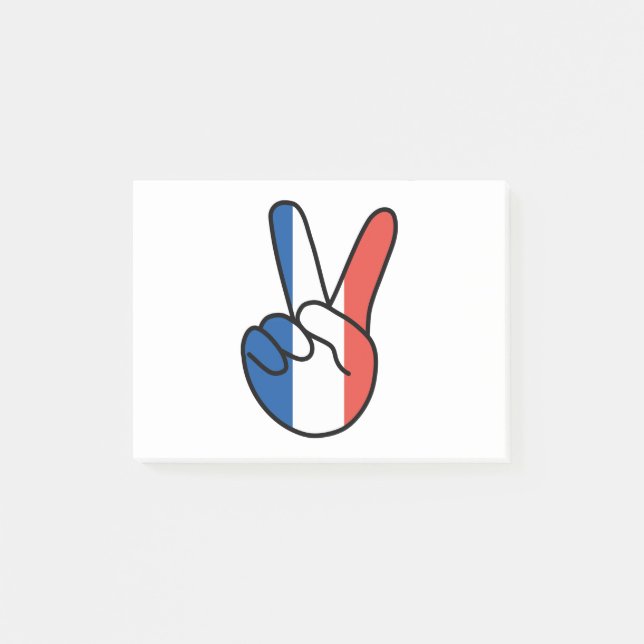 Frankreich-Flagge V-Zeichen Post-it Klebezettel (Vorderseite)