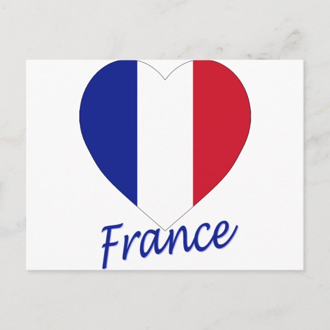 Frankreich - Flaggenherz Postkarte (Vorderseite)
