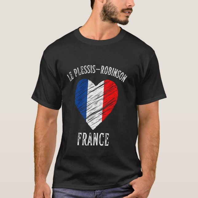 Frankreich Flaggenstaat Herz Le Plessis Robinson S T-Shirt (Vorderseite)