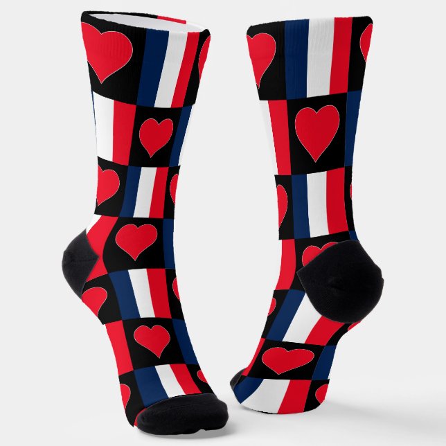 Frankreich Flaggenstaat Herzmuster Französischer N Socken (Gewinkelt)