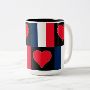 Frankreich Flaggenstaat Herzmuster Patriotischer f Zweifarbige Tasse