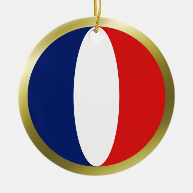 Frankreich Flaggenverzierung Keramikornament (Vorne)