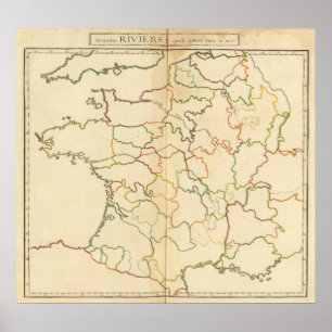 Frankreich-Fluss-Kontur Poster