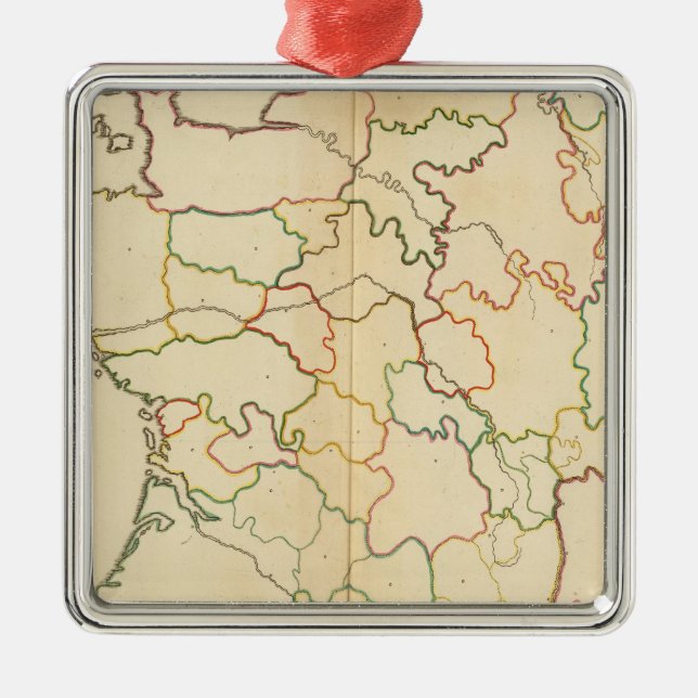 Frankreich-Fluss-Kontur Silbernes Ornament (Vorne)