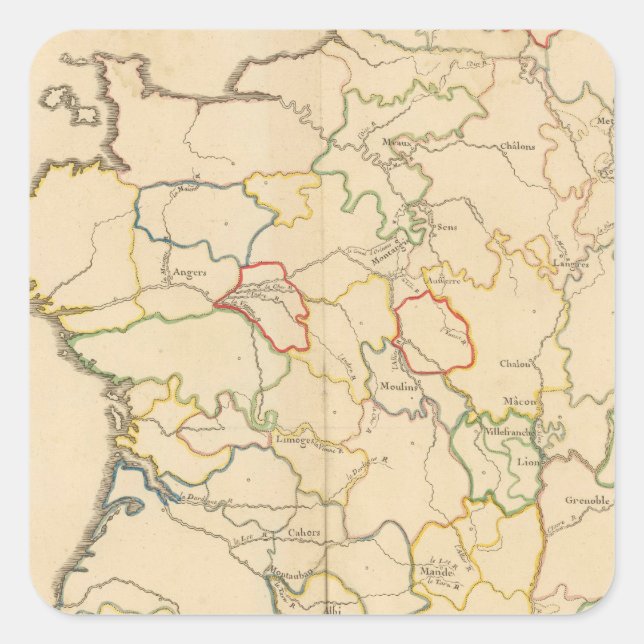 Frankreich Flüsse Quadratischer Aufkleber (Vorderseite)