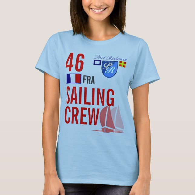 Frankreich FRA Sailing Crew Girly Nautical T-Shirt (Vorderseite)