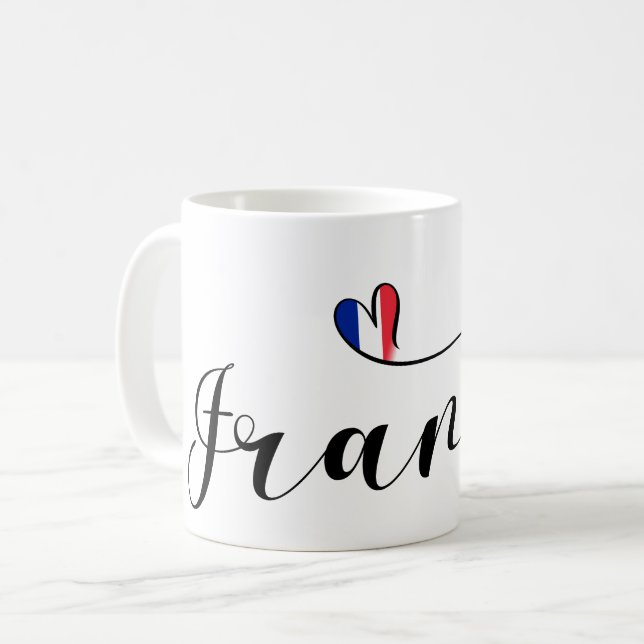 Frankreich, französische Flagge im Herzen Kaffeetasse (Vorderseite Links)