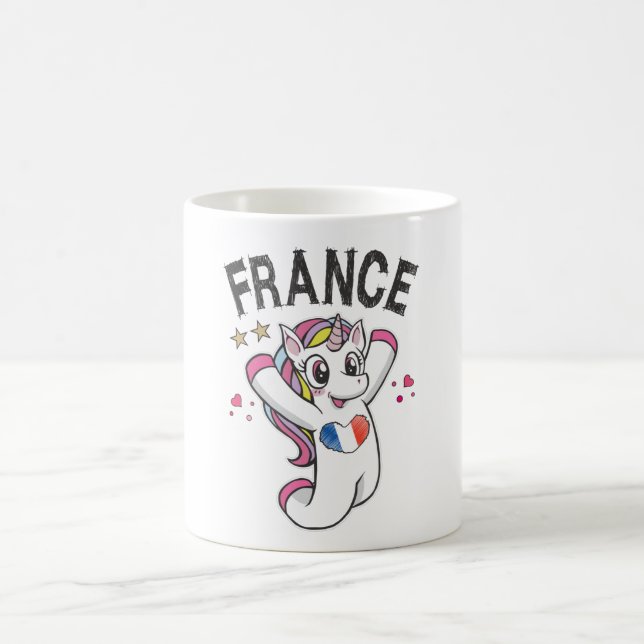 Frankreich Fußball Fan Einhorn mit Herbstflagge Kaffeetasse (Mittel)