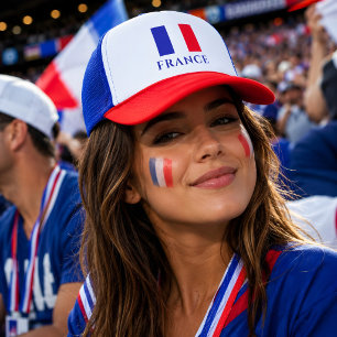 Frankreich Fußball Fan Rot Blau Trucker Hut Truckerkappe