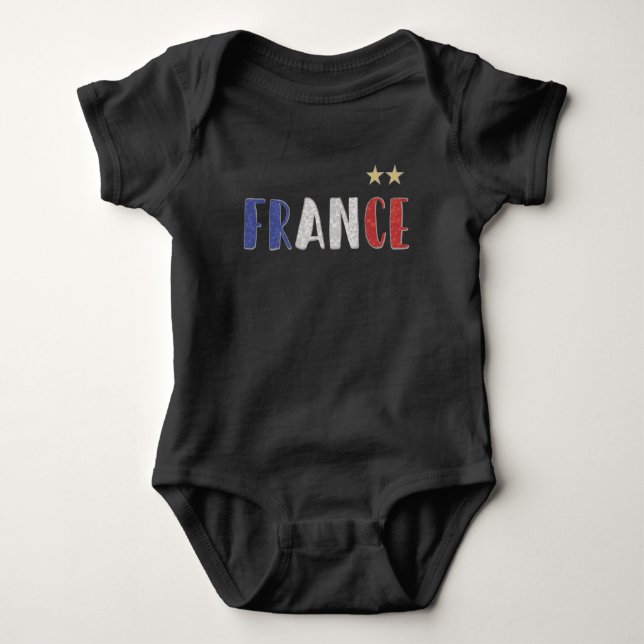 Frankreich Fußball-Shirt Französisch-Flagge Baby Strampler (Vorderseite)