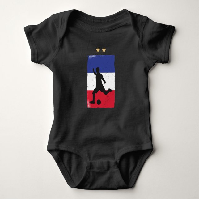 Frankreich Fußball-Shirt Französisch-Flagge Baby Strampler (Vorderseite)
