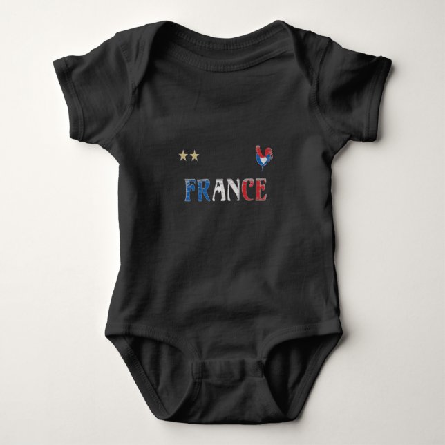 Frankreich Fußball-Shirt Französisch-Flagge Baby Strampler (Vorderseite)