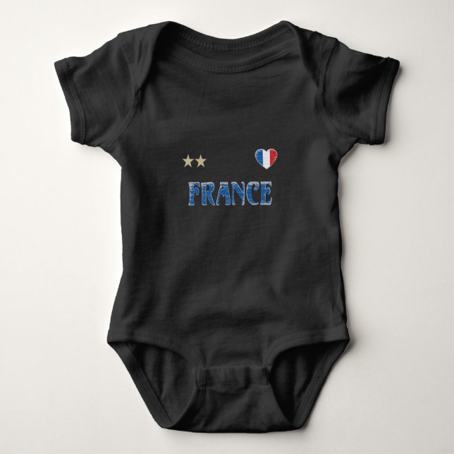 Frankreich Fußball-Shirt Französisch-Flagge Baby Strampler (Vorderseite)