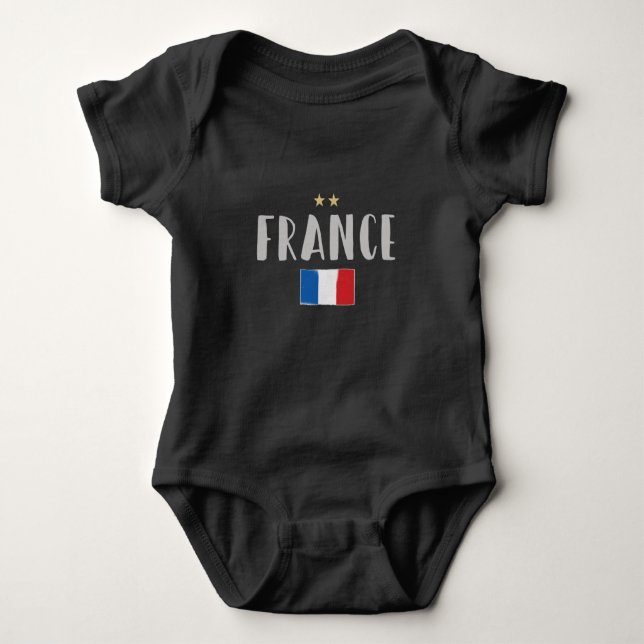 Frankreich Fußball-Shirt Französisch-Flagge Baby Strampler (Vorderseite)