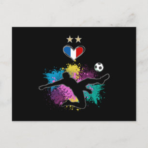 Frankreich Fußball-Shirt mit Herzschlag Postkarte