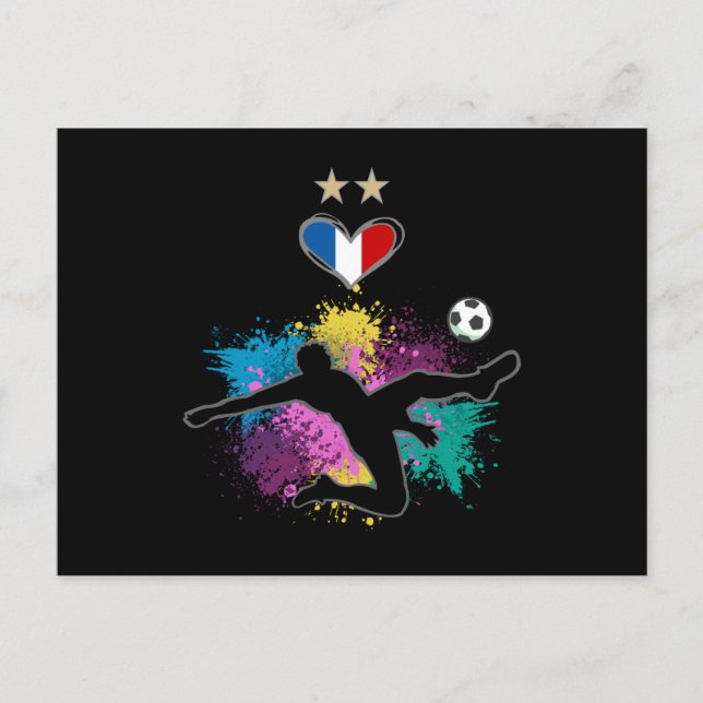 Frankreich Fußball-Shirt mit Herzschlag Postkarte (Vorderseite)