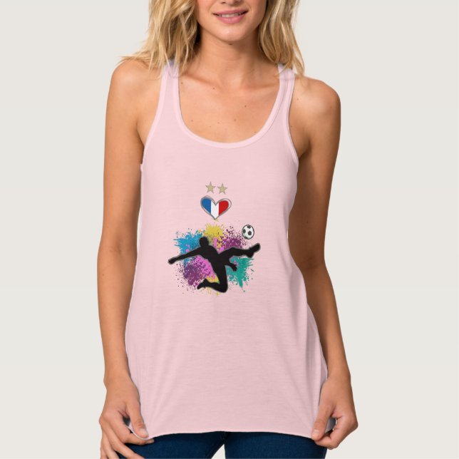 Frankreich Fußball-Shirt mit Herzschlag Tank Top (Vorderseite)