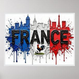 Frankreich Fußball Stadtlandschaft Ölmalerei Stil Poster